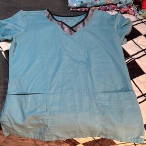 Blue V-Neck Scrub Top